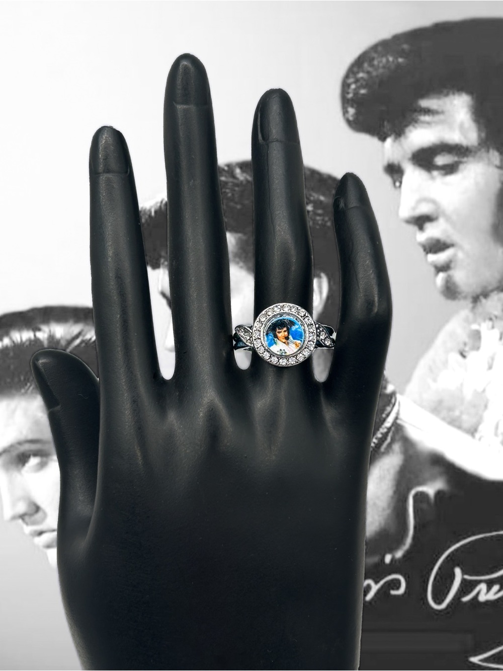Vintage Silver Tone Bradford Exchange Elvis Presley Size 9 Ring